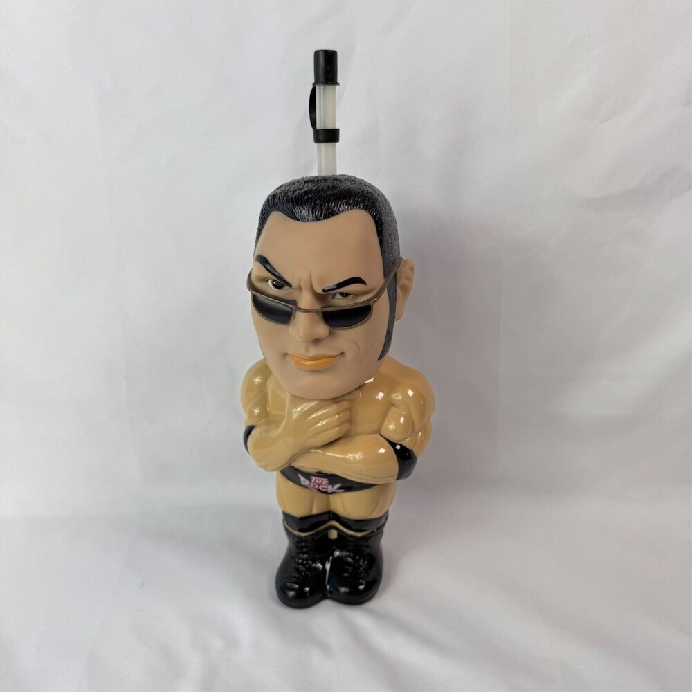 1999 The Rock 3D Sipper Water Bottle WWF Titan Sports Vintage WWE Dwayne Johnson